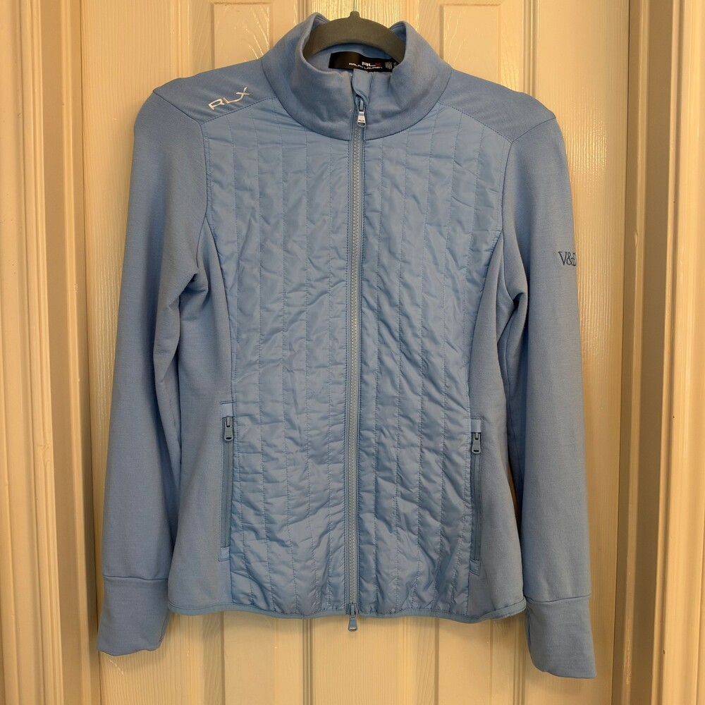 RLX Ralph Lauren XS Light Blue Quilted Front Panel Zip-Up Jacket